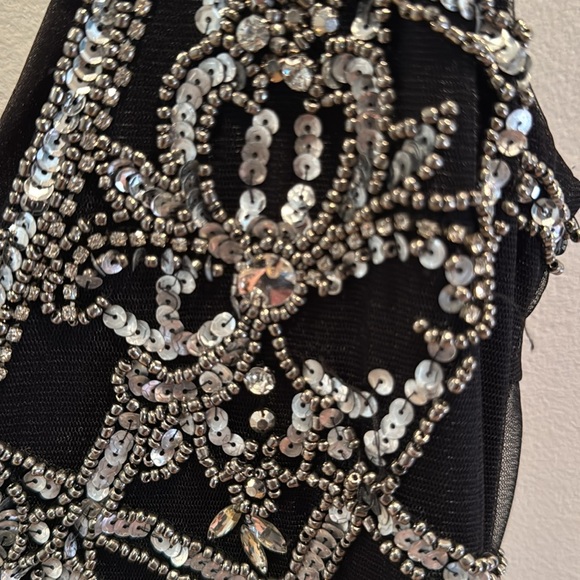 Jovani Black and Silver Embellished Sequin and Beaded Cocktail Dress 6 - Picture 8 of 9